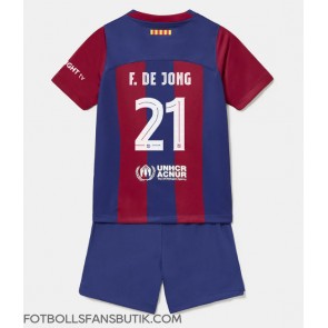 Barcelona Frenkie de Jong #21 Replika Hemmatröja Barn 2023-24 Kortärmad (+ Korta byxor)